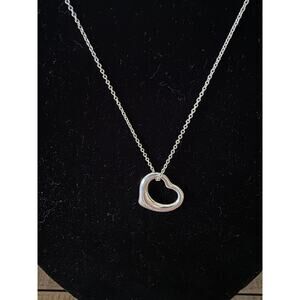 Tiffany & Co Open Heart Necklace 16 Inch 925 Sterling Silver Pendant Womens Gift